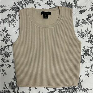 House of Harlow 1960 Cream Ribbed Crop Tank Top